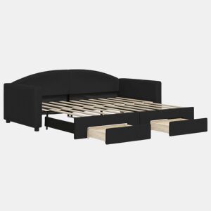 Sofá-cama, Sofá conversível com gavetão e gavetas 90x190 cm tecido preto
