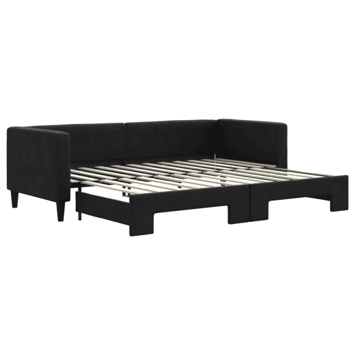 Sofá-cama, Sofá conversível com gavetão 80x200 cm tecido preto Sofá-cama, Sofá conversível com gavetão 80x200 cm tecido preto