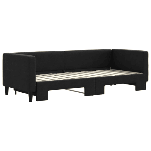 Sofá-cama, Sofá conversível com gavetão 80x200 cm tecido preto Sofá-cama, Sofá conversível com gavetão 80x200 cm tecido preto