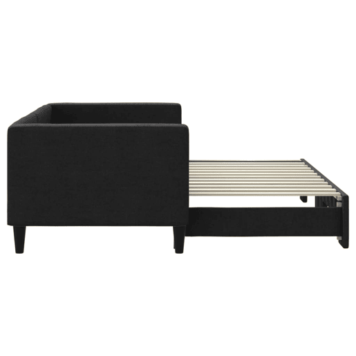 Sofá-cama, Sofá conversível com gavetão 80x200 cm tecido preto Sofá-cama, Sofá conversível com gavetão 80x200 cm tecido preto