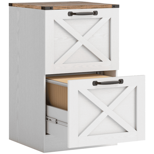 HOMCOM Arquivador com 2 Gavetas Bloco de Gavetas de Escritório Móvel Arquivador Suporte para Impressora com Trilho Suspenso para A4 e Carta 40x40x71 cm Branco