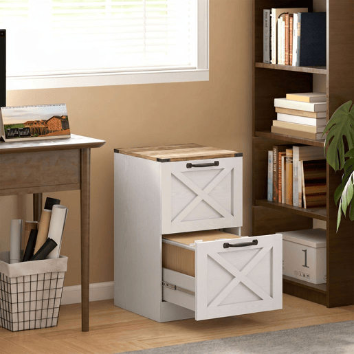 HOMCOM Arquivador com 2 Gavetas Bloco de Gavetas de Escritório Móvel Arquivador Suporte para Impressora com Trilho Suspenso para A4 e Carta 40x40x71 cm Branco