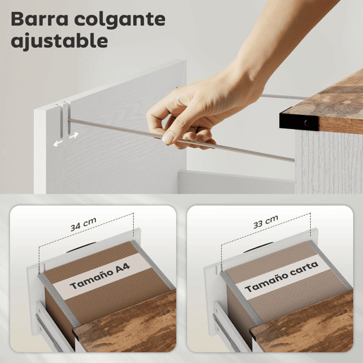 HOMCOM Arquivador com 2 Gavetas Bloco de Gavetas de Escritório Móvel Arquivador Suporte para Impressora com Trilho Suspenso para A4 e Carta 40x40x71 cm Branco