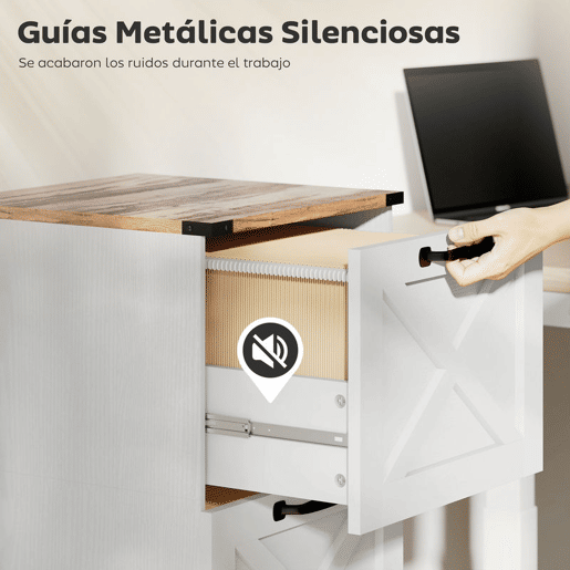 HOMCOM Arquivador com 2 Gavetas Bloco de Gavetas de Escritório Móvel Arquivador Suporte para Impressora com Trilho Suspenso para A4 e Carta 40x40x71 cm Branco