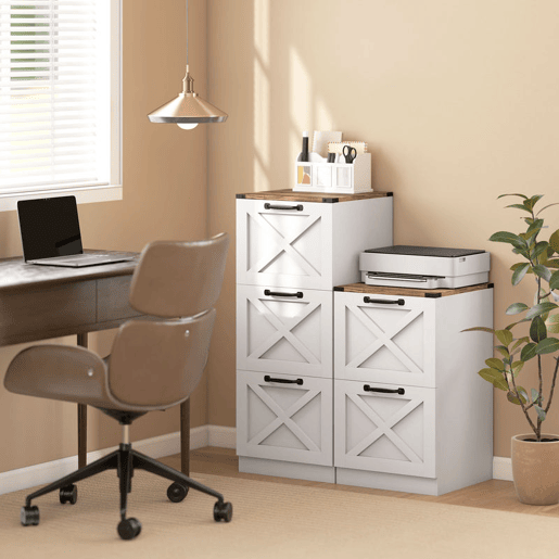 HOMCOM Arquivador com 2 Gavetas Bloco de Gavetas de Escritório Móvel Arquivador Suporte para Impressora com Trilho Suspenso para A4 e Carta 40x40x71 cm Branco