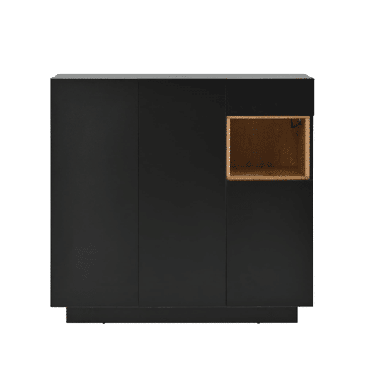 Sapateira 105x39,5x100,5 cm - 1 gaveta, prateleiras ajustáveis - Preto e Natural