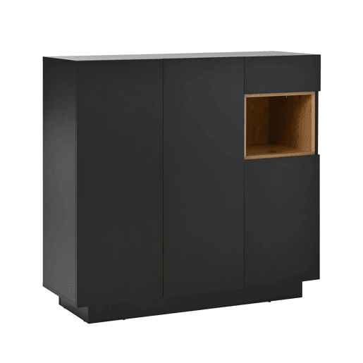 Sapateira 105x39,5x100,5 cm - 1 gaveta, prateleiras ajustáveis - Preto e Natural