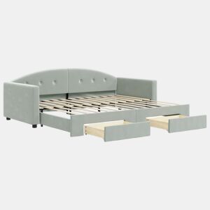 Sofá-cama, Sofá conversível c gavetão e gavetas 90x200 cm veludo cinzento-claro