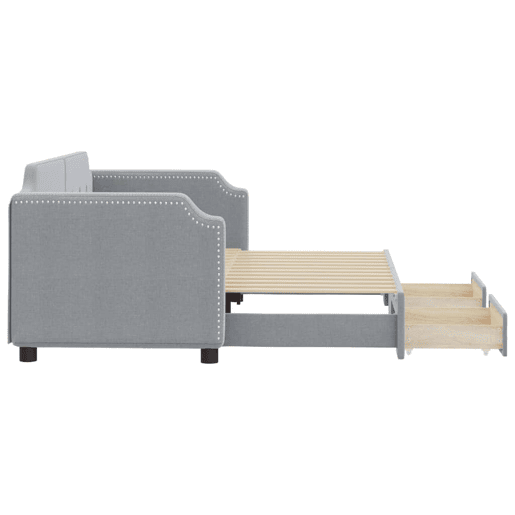 Sofá-cama, Sofá conversível c gavetão e gavetas 80x200 cm tecido cinzento-claro