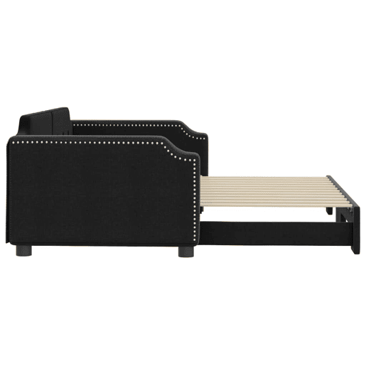 Sofá-cama, Sofá conversível com gavetão 100x200 cm tecido preto Sofá-cama, Sofá conversível com gavetão 100x200 cm tecido preto