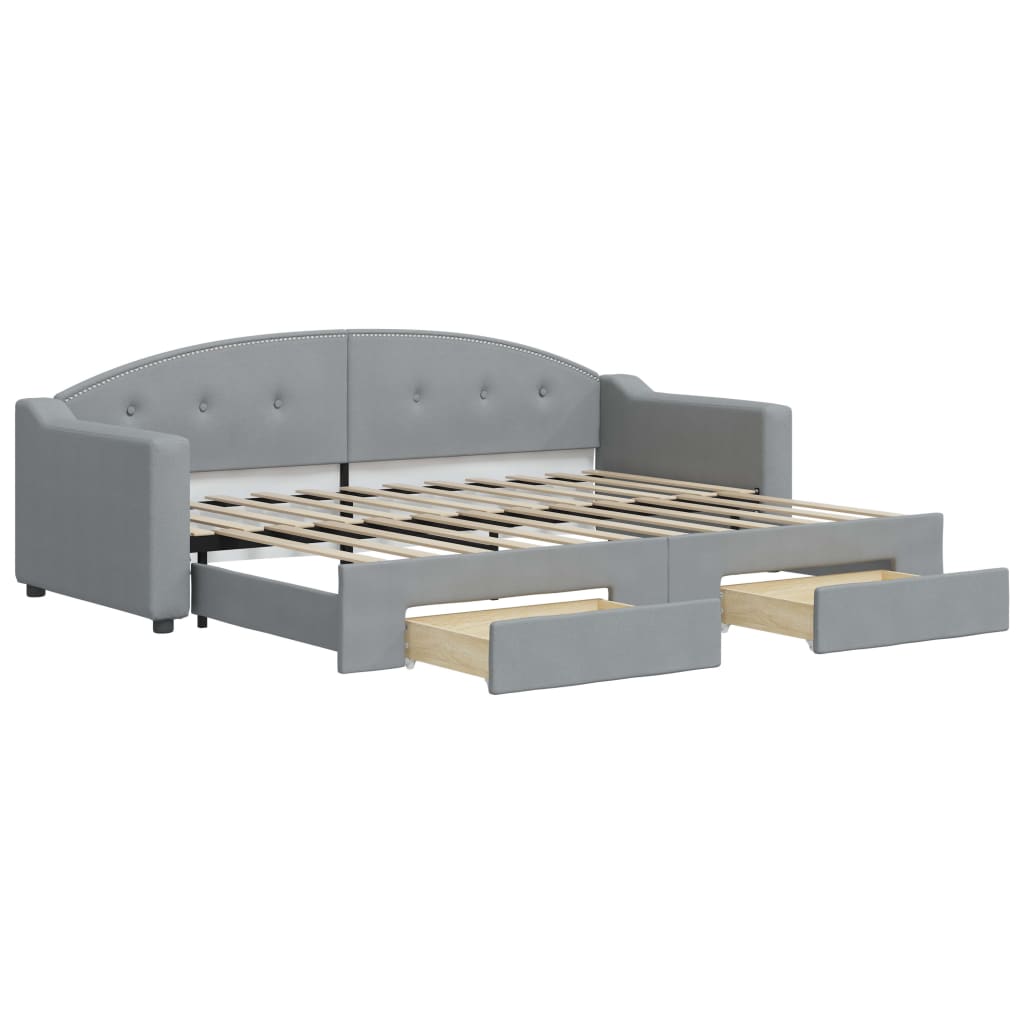 Sofá cama - sofá convertible nido con cajones tela gris claro 80x200 cm