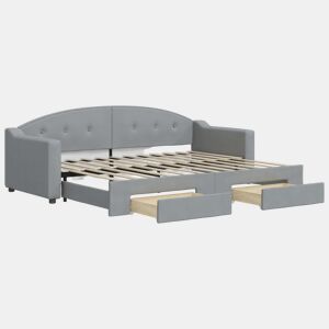 Sofá-cama, Sofá conversível c gavetão e gavetas 80x200 cm tecido cinzento-claro