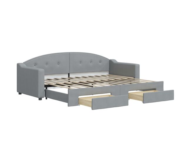 Sofá cama - sofá convertible nido con cajones tela gris claro 80x200 cm