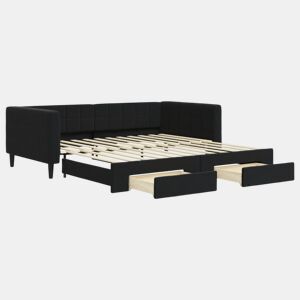 Sofá-cama, Sofá conversível com gavetão e gavetas 100x200 cm veludo preto