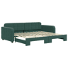 Sofá-cama, Sofá conversível com gavetão 90x200 cm veludo verde-escuro