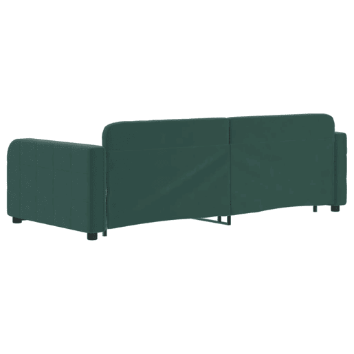 Sofá-cama, Sofá conversível com gavetão 90x200 cm veludo verde-escuro