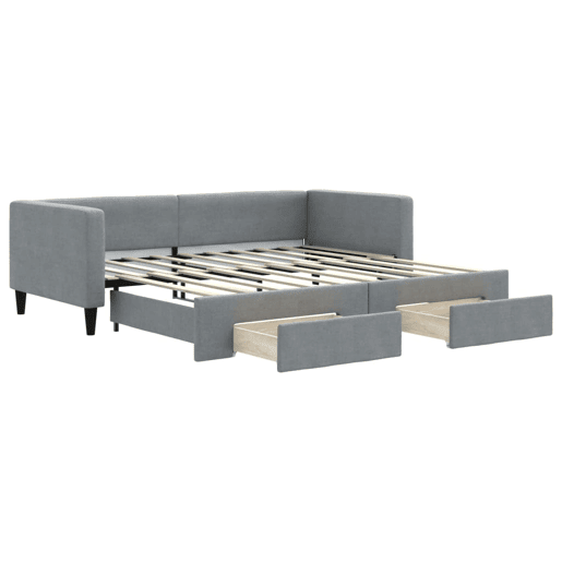 Sofá-cama, Sofá conversível c gavetão e gavetas 90x190 cm tecido cinzento-claro