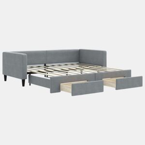 Sofá-cama, Sofá conversível c gavetão e gavetas 90x190 cm tecido cinzento-claro