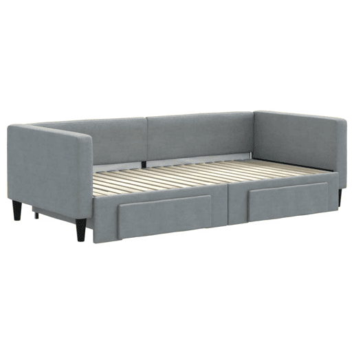 Sofá-cama, Sofá conversível c gavetão e gavetas 90x190 cm tecido cinzento-claro