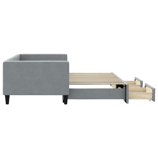 Sofá-cama, Sofá conversível c gavetão e gavetas 90x190 cm tecido cinzento-claro