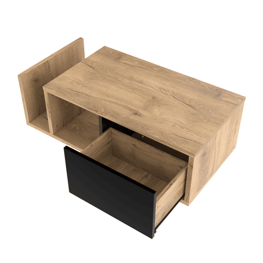 Mesa de centro com LED - Design moderno, arrumação oculta - Natural Mesa de centro com LED - Design moderno, arrumação oculta - Natural