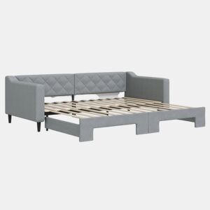 Sofá-cama, Sofá conversível com gavetão 90x200 cm tecido cinzento-claro