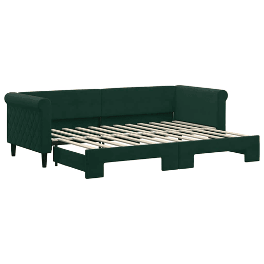 Sofá-cama, Sofá conversível com gavetão 80x200 cm veludo verde-escuro Sofá-cama, Sofá conversível com gavetão 80x200 cm veludo verde-escuro