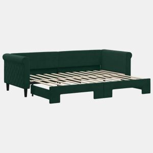 Sofá-cama, Sofá conversível com gavetão 80x200 cm veludo verde-escuro