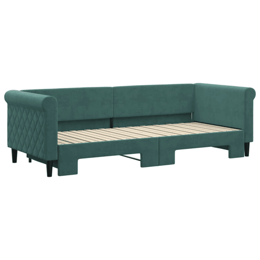 Sofá-cama, Sofá conversível com gavetão 80x200 cm veludo verde-escuro Sofá-cama, Sofá conversível com gavetão 80x200 cm veludo verde-escuro