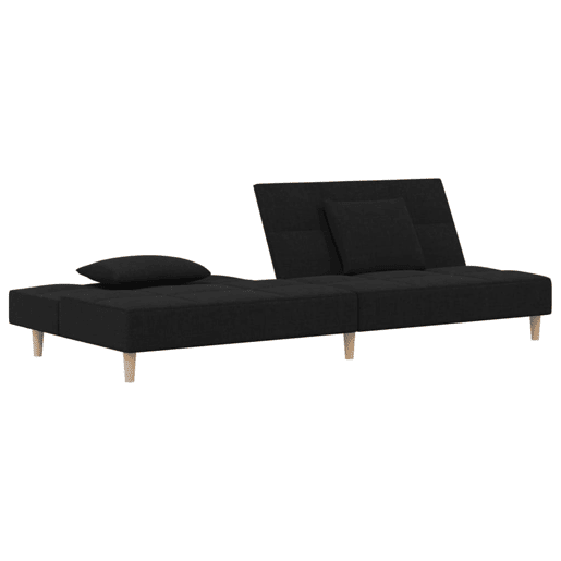 Sofá-cama, Sofá conversível 2 lugares com duas almofadas tecido preto Sofá-cama, Sofá conversível 2 lugares com duas almofadas tecido preto