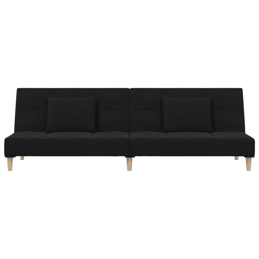 Sofá-cama, Sofá conversível 2 lugares com duas almofadas tecido preto Sofá-cama, Sofá conversível 2 lugares com duas almofadas tecido preto
