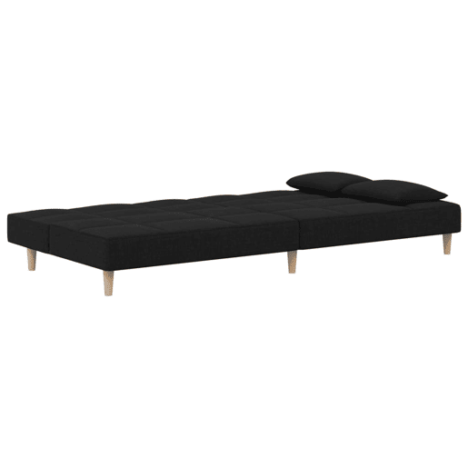 Sofá-cama, Sofá conversível 2 lugares com duas almofadas tecido preto Sofá-cama, Sofá conversível 2 lugares com duas almofadas tecido preto