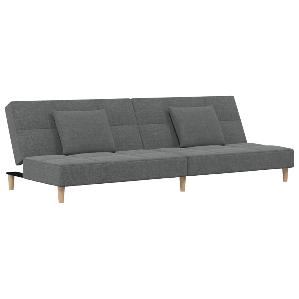 sofa cama - sofa convertible de 2 plazas con dos almohadas tela gris oscuro