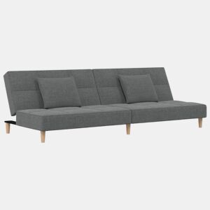 Sofá-cama, Sofá conversível 2 lugares com duas almofadas tecido cinzento-escuro