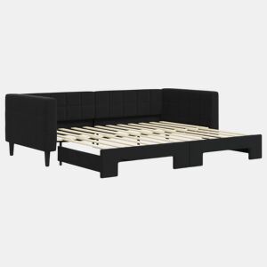 Sofá-cama, Sofá conversível com gavetão 90x200 cm veludo preto