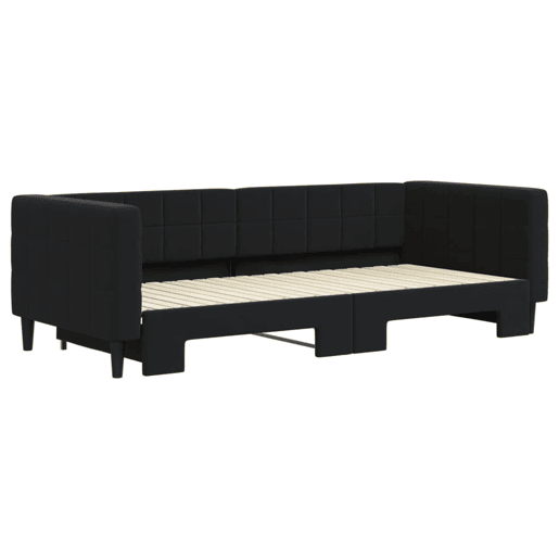 Sofá-cama, Sofá conversível com gavetão 90x200 cm veludo preto Sofá-cama, Sofá conversível com gavetão 90x200 cm veludo preto