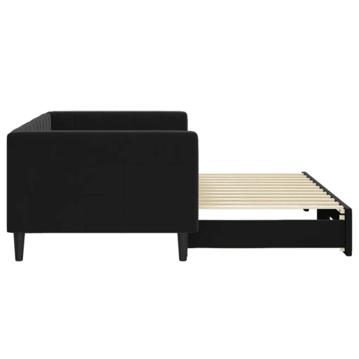 Sofá-cama, Sofá conversível com gavetão 90x200 cm veludo preto Sofá-cama, Sofá conversível com gavetão 90x200 cm veludo preto