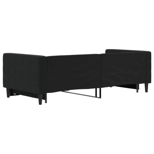Sofá-cama, Sofá conversível com gavetão 90x200 cm veludo preto Sofá-cama, Sofá conversível com gavetão 90x200 cm veludo preto