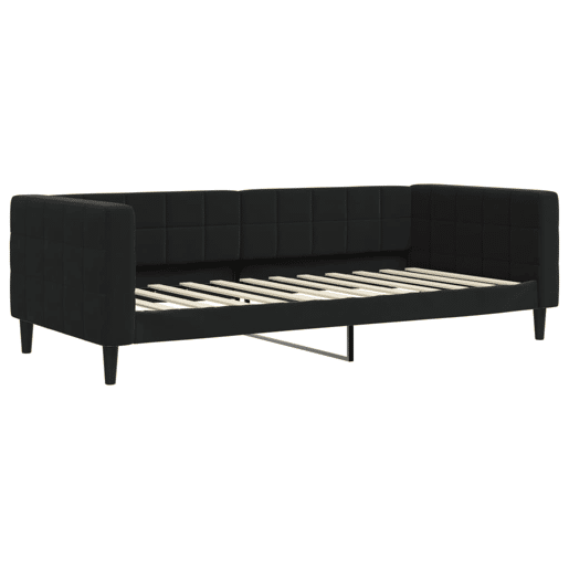 Sofá-cama, Sofá conversível com gavetão 90x200 cm veludo preto Sofá-cama, Sofá conversível com gavetão 90x200 cm veludo preto