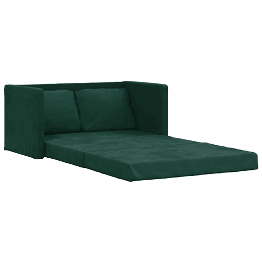 Sofá-cama, Sofá conversível sem pés 122x204x55 cm veludo verde-escuro