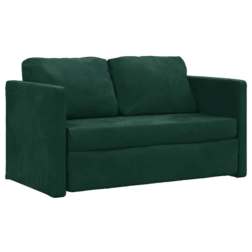 Sofá-cama, Sofá conversível sem pés 122x204x55 cm veludo verde-escuro