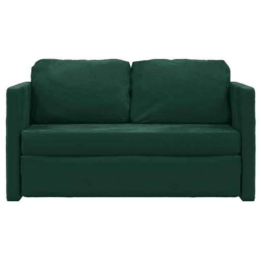 Sofá-cama, Sofá conversível sem pés 122x204x55 cm veludo verde-escuro