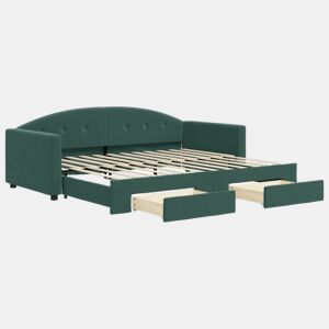 Sofá-cama, Sofá conversível c gavetão e gavetas 90x200 cm veludo verde-escuro