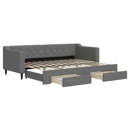 Sofá-cama, Sofá conversível c gavetão e gavetas 80x200 cm tecido cinzento-escuro Sofá-cama, Sofá conversível c gavetão e gavetas 80x200 cm tecido cinzento-escuro