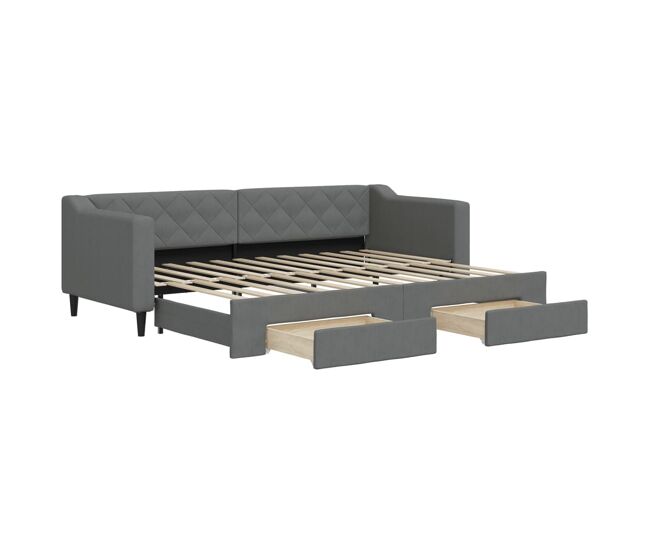 Sofá cama - sofá convertible nido con cajones tela gris oscuro 80x200 cm
