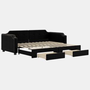 Sofá-cama, Sofá conversível com gavetão e gavetas 80x200 cm tecido preto