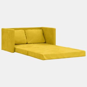 Sofá-cama, Sofá conversível sem pés 122x204x55 cm veludo amarelo-escuro