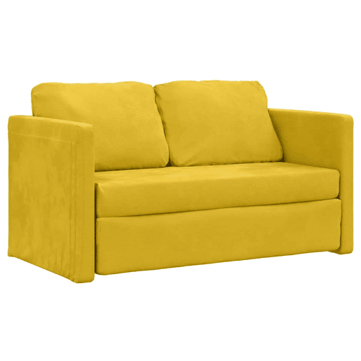 Sofá-cama, Sofá conversível sem pés 122x204x55 cm veludo amarelo-escuro