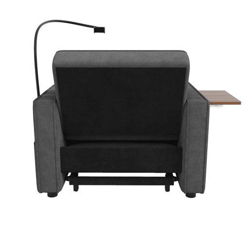 Sofá-cama multifuncional de 1 lugar - com porta USB, suporte para telemóvel, compacto, cinzento