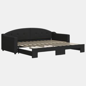 Sofá-cama, Sofá conversível com gavetão 90x200 cm tecido preto